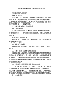 项目经理工作总结述职报告范文10篇