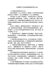 小学数学工作总结述职报告范文大全