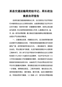 某县交通运输局党组书记局长政治素质自评报告