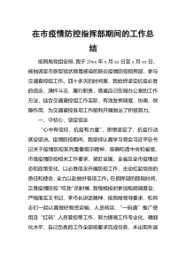 在市疫情防控指挥部期间的工作总结