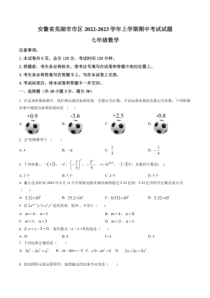 安徽省芜湖市市区2022-2023学年七年级上学期期中考试数学试题含答案与解析