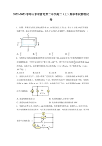 2022_2023学年山东省青岛第二中学高二上期期中考试物理试卷附答案及逐题详解