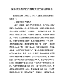 某乡党委书记抓基层党建工作述职报告