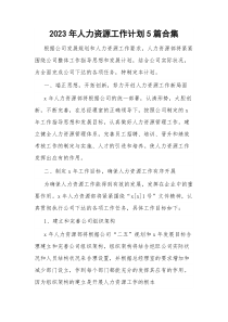 2023年人力资源工作计划5篇合集