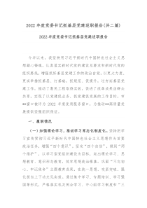 2022年度党委书记抓基层党建述职报告共二篇