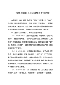 2022年农村人居环境整治工作总结
