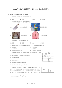 2022年上海市黄浦区九年级上期末物理试题及答案解析