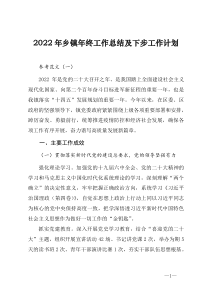 2022年乡镇年终工作总结及下步工作计划