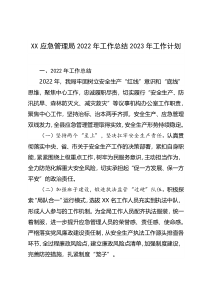 XX应急管理局2022年工作总结2023年工作计划