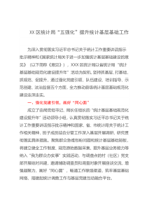 XX区统计局五强化提升统计基层基础工作