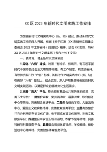 XX区2023年新时代文明实践工作安排