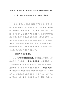 区人才工作2022年工作总结及2023年工作计划共二篇