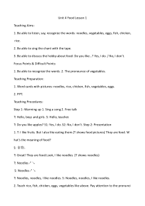 人教版新起点英语一年级下册《Unit 4 Food》（ Lesson 1）教案3