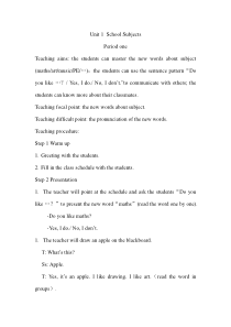 人教版新起点英语三年级下册《Unit 1 School Subjects Lesson 1》教学教案设计1
