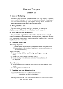 清华版英语一年级下册《Unit 3 Means of transport lesson 20》教案