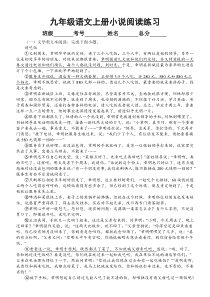 初中语文部编版九年级上册期末小说阅读专项练习（2022秋）（附参考答案和解析）