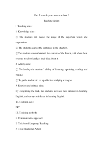 陕旅版英语三年级下册《Unit 3 how do you come to school Part B》集体备课教案01