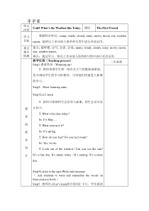 陕旅版英语五年级下册《Unit 5 What’s the Weather like Today Part A》导学案下2
