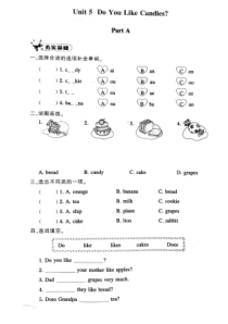 陕旅版英语三年级下册《Unit 5 Do You Like Candies Part A》配套练习题（PDF版含答案）