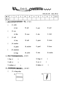 陕旅版英语三年级下册《Unit 8 The Ruler Is Long》综合测评卷（PDF版含答案）