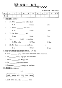 陕旅版英语三年级下册专项二 句子试卷（PDF版含答案）