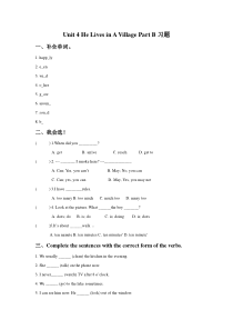 陕旅版英语五年级下册《Unit 4 He Lives in A Village Part B》试卷（含答案）