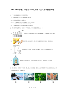 2021-2022学年广东省中山市八年级上期末物理试题及答案解析