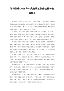 学习领会2023年中央经济工作会议精神心得体会范文