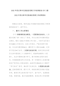 2022年党支部书记抓基层党建工作述职报告共二篇