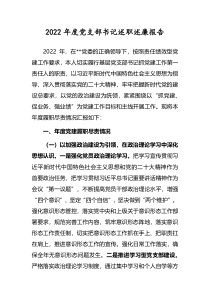 2022年度党支部书记述职述廉报告