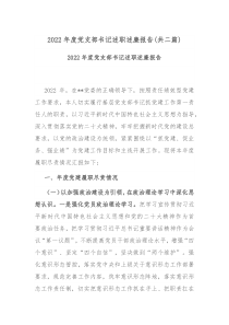 2022年度党支部书记述职述廉报告共二篇