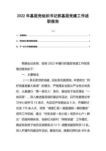 2022年基层党组织书记抓基层党建工作述职报告