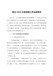 国企2022年度党建工作总结报告精品范文