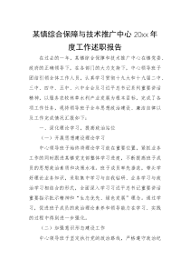 某镇综合保障与技术推广中心20xx年度工作述职报告