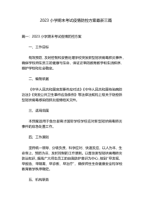 2023小学期末考试疫情防控方案最新三篇
