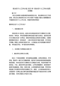 班主任个人工作计划2023年 班主任个人工作计划范文简短