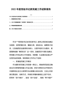 2022年度党组书记抓党建工作述职报告