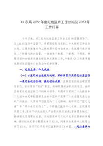 XX市局2022年度纪检监察工作总结及2023年工作打算