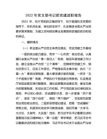 党支部书记抓党建述职报告2022年党支部书记抓党建述职报告
