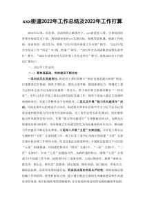 范文xxx街道2022年工作总结及2023年工作打算
