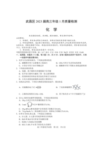 2022-2023学年湖北省武汉市武昌区2023届高三元月调考卷化学含答案