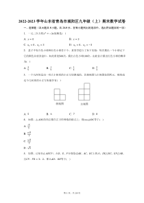 2022-2023学年山东省青岛市城阳区九年级上期末数学试题及答案解析
