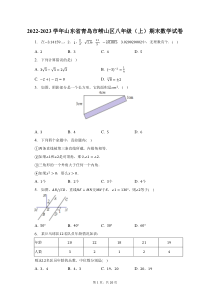 2022-2023学年山东省青岛市崂山区八年级上期末数学试题及答案解析