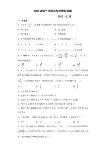 2022-2023学年山东省邹平市高三上学期期末考试数学模拟试题PDF版