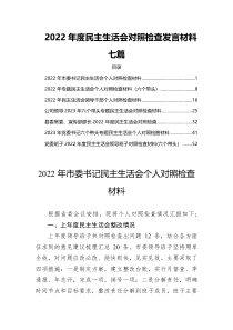 2022年度民主生活会对照检查发言材料七篇