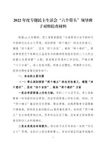 2022年度专题民主生活会六个带头领导班子对照检查材料及领导点评讲话