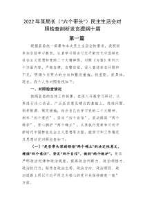 2022年某局长六个带头民主生活会对照检查剖析发言提纲十篇