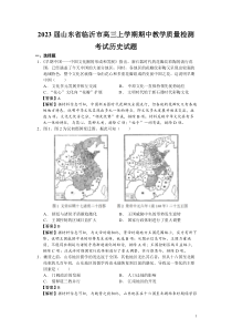 2023届山东省临沂市高三上学期期中教学质量检测考试历史试题解析版