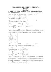 2023届四川省泸州市名校高三上学期12月第四次月考数学文科试题含解析