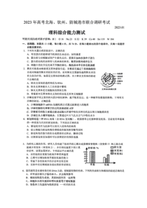 2023年1月北海钦州防城港高2023届高三联合调研考试一模理科综合试卷及答案全网首发